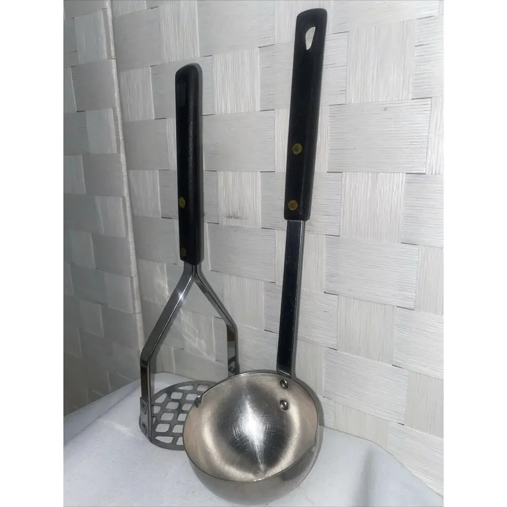 Set Of 2 Vintage Stainless USA Ladle and Masher Matching Set Composite Handles